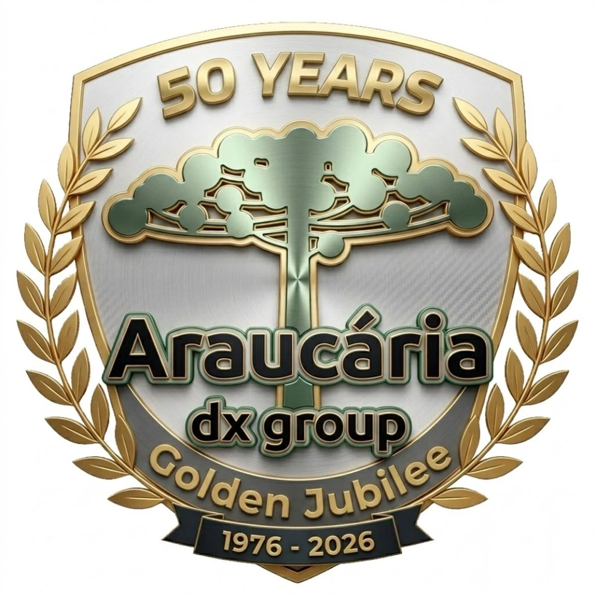 Araucária DX Group crest — 50 years, Golden Jubilee, 1976–2026